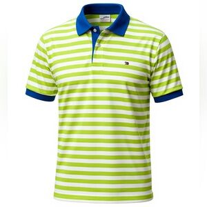 Tommy Hilfiger Men's  Green Striped Polo Shirt Classic Fit Size M